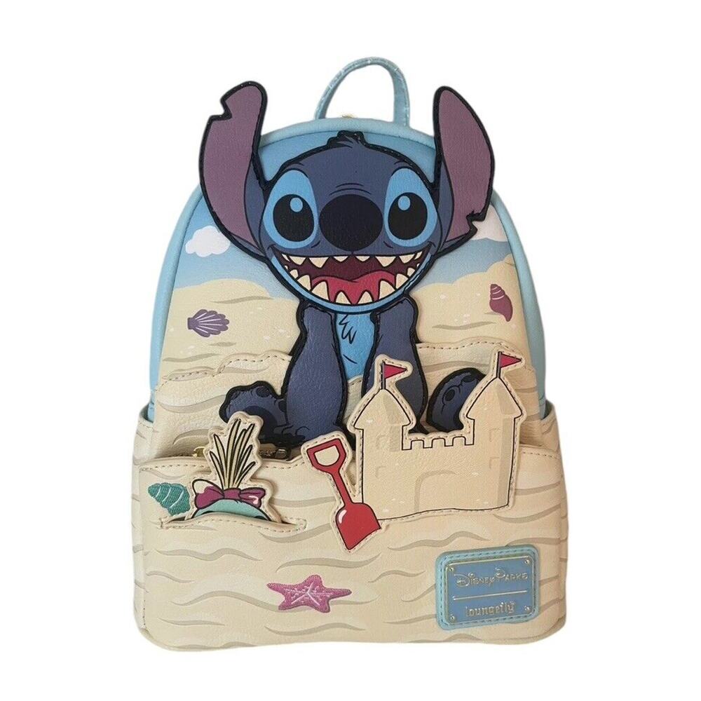 2024 Disney Parks Loungefly Stitch & Scrump Beach Day Sand Castle Backpack